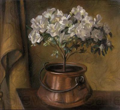 unknow artist Fanny Inama von Sternegg 1927, Blumenstock in Kupferkessel Norge oil painting art